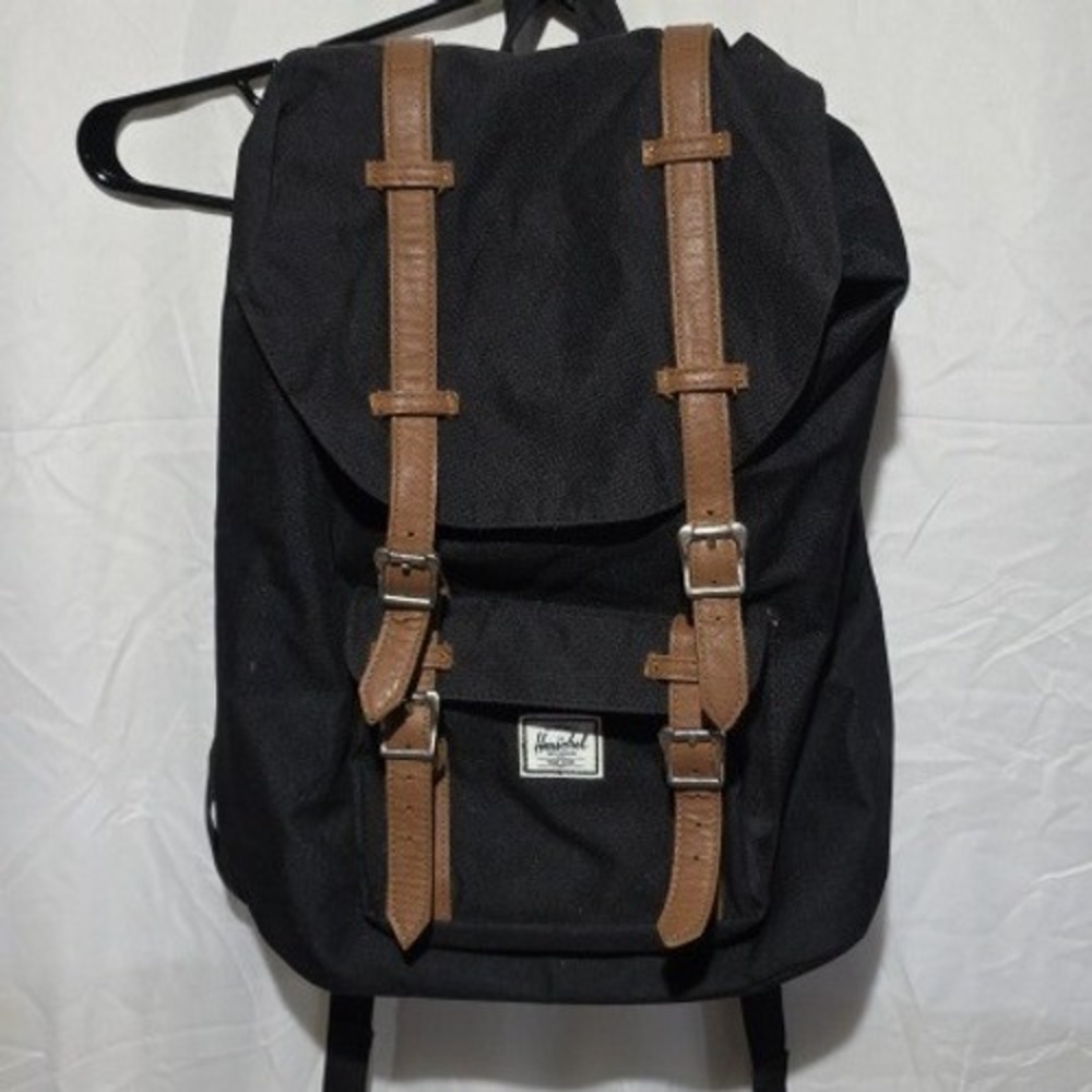 Herschel Supply Co Little America Backpack Black Brown Straps Laptop Sleeve